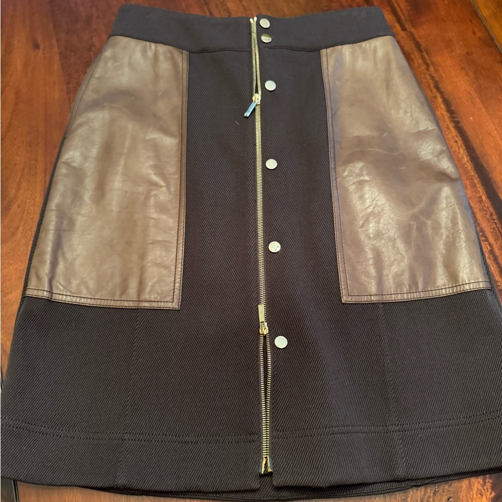 Lafayette 148 New York Black and Brown A-Line Skirt